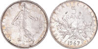 France 5 Francs Coin, Semeuse, Silver, KM:926, Gadoury:770 -