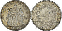 France 5 Francs Coin, Hercule, Paris, Silver, KM:820.1 -