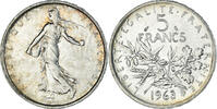 France 5 Francs Coin, Semeuse, Paris, Silver, KM:926 -