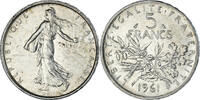 France 5 Francs Coin, Semeuse, Paris, Silver, KM:926 -