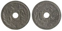 France 20 Centimes Coin, Lindauer, Zinc, Gadoury:324 -