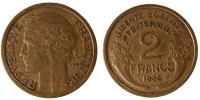 France 2 Francs Coin, Morlon, Aluminum-Bronze, Gadoury:535 -