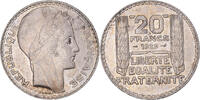 France 20 Francs Turin, Paris, Silver, KM:879, Gadoury:852 -