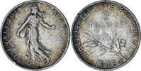 France 2 Francs Coin, Semeuse, Paris, Silver, KM:845.1 -