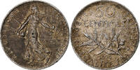France 50 Centimes Coin, Semeuse, Paris, Silver, KM:854 -