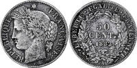 France 50 Centimes Coin, Cérès, Paris, Silver, KM:834.1 -