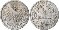 GERMANY - EMPIRE 1/2 Mark Coin, Stuttgart, Silver, KM:17 -