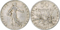France 50 Centimes Coin, Semeuse, Paris, Silver, KM:854 -