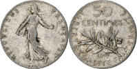 France 50 Centimes Coin, Semeuse, Paris, Silver, KM:854 -