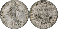 France 50 Centimes Coin, Semeuse, Paris, Silver, KM:854 -