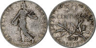 France 50 Centimes Coin, Semeuse, Paris, Silver, KM:854 -
