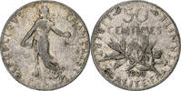 France 50 Centimes Coin, Semeuse, Paris, Silver, KM:854 -