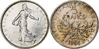 France 5 Francs Coin, Semeuse, Paris, Silver, KM:926 -