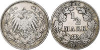 GERMANY - EMPIRE 1/2 Mark Hambourg, Silver, KM:17 -