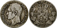 Belgium 20 Centimes Coin, Leopold I, Silver, KM:19 -