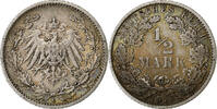 GERMANY - EMPIRE 1/2 Mark Guillaume II, Muldenhütten, Silver -