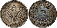 GERMANY - EMPIRE 1/2 Mark Coin, Karlsruhe, Silver, KM:17 -