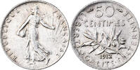 France 50 Centimes Semeuse, Paris, Silver, KM:854 -