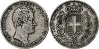 ITALIAN STATES 5 Lire Coin, SARDINIA, Carlo Alberto, Torino -