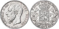 Belgium 5 Francs, 5 Frank Coin, Leopold II, Silver, KM:24 -