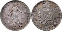 France 50 Centimes Coin, Semeuse, Paris, Silver, KM:854 -