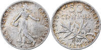 France 50 Centimes Coin, Semeuse, Paris, Silver, KM:854 -