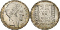 France 20 Francs Coin, Turin, Paris, AU(55-58), Silver, KM:879 -