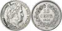 France 25 Centimes Coin, Louis-Philippe, Rouen, Silver -