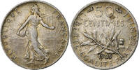 France 50 Centimes Semeuse, Paris, Silver, KM:854 -