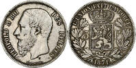 Belgium 5 Francs, 5 Frank Coin, Leopold II, Silver, KM:24 -