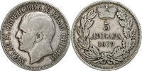 Serbia 5 Dinara Coin, Milan I, Silver, KM:12 -