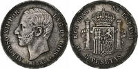 Spain 5 Pesetas Coin, Alfonso XII, Madrid, Silver, KM:688 -