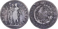 Italy 5 Francs Republic of Piedmont (Subalpine Gaul), Turin, Silver -