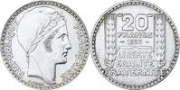 France 20 Francs Turin, Paris, Rameaux longs, Silver -
