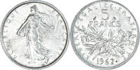 France 5 Francs Coin, Semeuse, Paris, Silver, KM:926 -