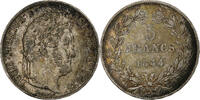 France 5 Francs Louis-Philippe, Strasbourg, Silver, AU(50-53) -