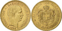 Greece 20 Drachmai George I, Paris, Gold, KM:56 -