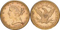 United States $5, Half Eagle Coronet Head, Philadelphia, Gold -