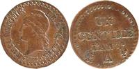 France Centime Coin, Dupré, Paris, Bronze, Gadoury:76 -