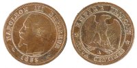 France 2 Centimes Coin, Napoleon III, Napoléon III, Paris -