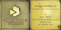 France Medaille Conseil Général de Gironde, Bordeaux, Gilt Bronze -