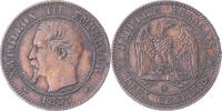 France 2 Centimes Coin, Napoleon III, Strasbourg, Bronze -