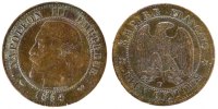 France 2 Centimes Coin, Napoleon III, Napoléon III, Lille -