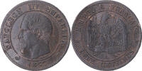 France 2 Centimes Coin, Napoleon III, Marseille, Bronze -