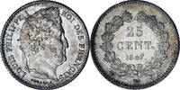 France 25 Centimes Coin, Louis-Philippe, Paris, Silver -