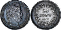 France 25 Centimes Coin, Louis-Philippe, Rouen, Silver -