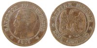 France 2 Centimes Coin, Napoleon III, Napoléon III, Lille -