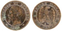 France 2 Centimes Coin, Napoleon III, Napoléon III, Paris -