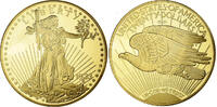 France Medaille Reproduction Twenty Dollars Liberty, Copper Gilt -