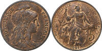 France 5 Centimes Dupuis, Paris, Bronze, Gadoury:165, KM:842 -